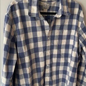 L.L. Bean Blue and Cream Plaid Men's Shirt